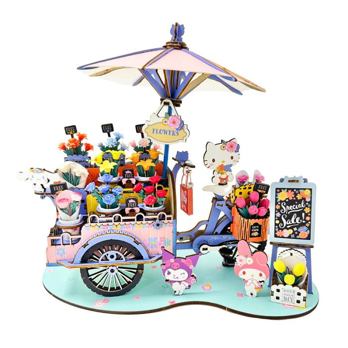 Hello Kitty Hello Kitty and Friends Flower Cart 3D Wooden Puzzle Colorati | RO_HK51594