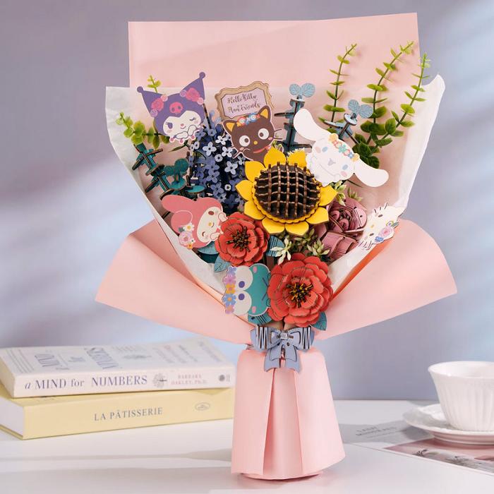 Hello Kitty Hello Kitty and Friends Flower Bouquet 3D Wooden Puzzle Colorati | RO_HK69299