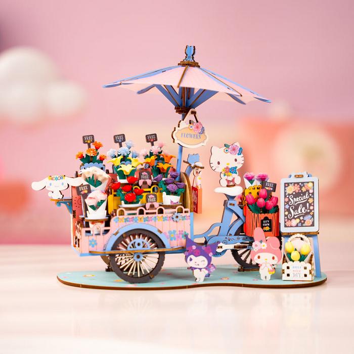 Hello Kitty Hello Kitty and Friends Flower Cart 3D Wooden Puzzle Colorati | RO_HK34534