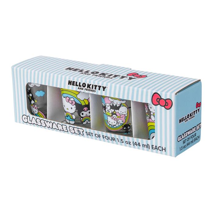 Hello Kitty Hello Kitty and Friends Mini Glass 4-Piece Set (Rainbows) Colorati | RO_HK14891