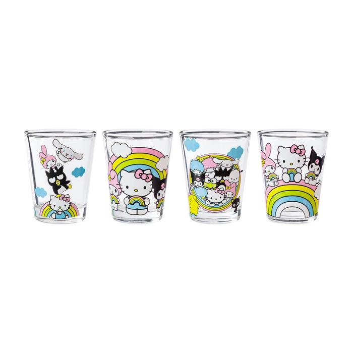 Hello Kitty Hello Kitty and Friends Mini Glass 4-Piece Set (Rainbows) Colorati | RO_HK14891