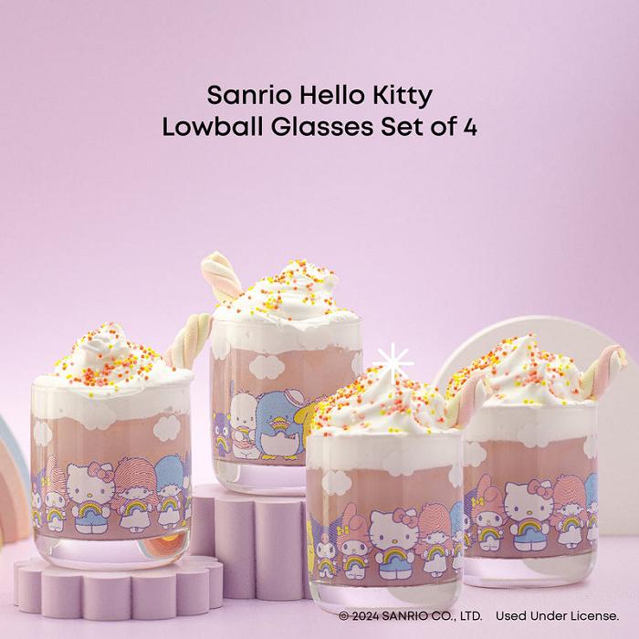 Hello Kitty Hello Kitty and Friends Rainbow Short Drinking Glasses (Set of 4) Violet | RO_HK10523