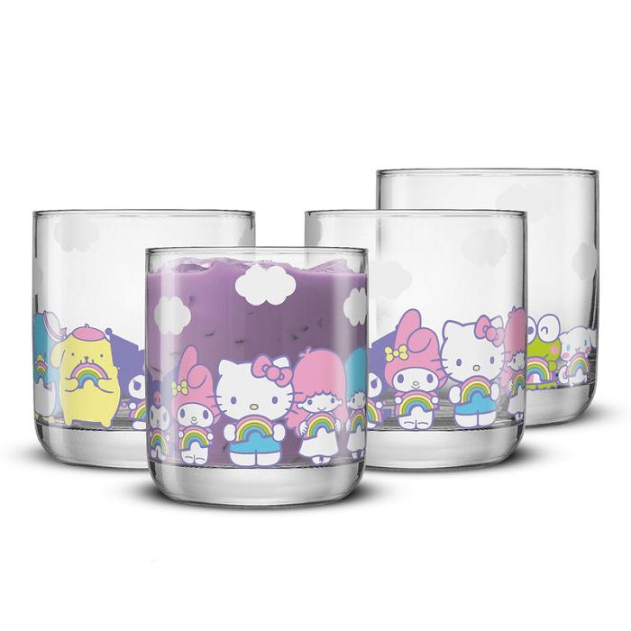 Hello Kitty Hello Kitty and Friends Rainbow Short Drinking Glasses (Set of 4) Violet | RO_HK10523