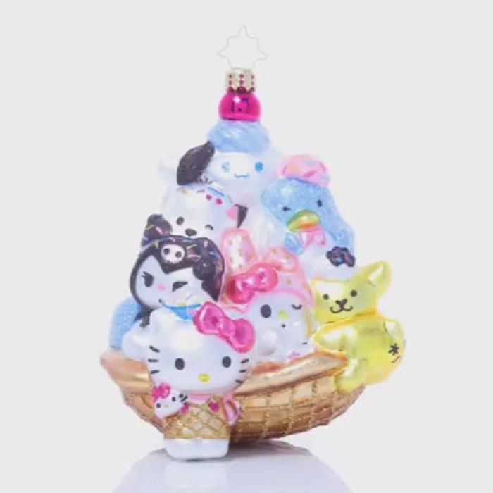 Hello Kitty Hello Kitty and Friends x Christopher Radko Handmade Glass Ornament (Ice Cream Parlor) Colorati | RO_HK66042