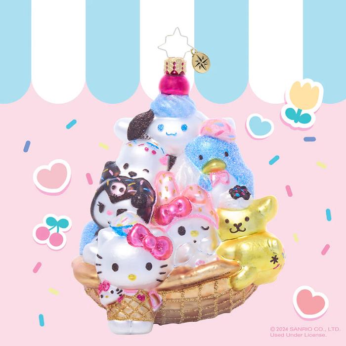 Hello Kitty Hello Kitty and Friends x Christopher Radko Handmade Glass Ornament (Ice Cream Parlor) Colorati | RO_HK66042