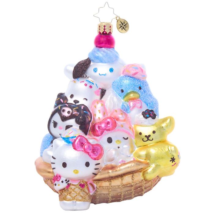 Hello Kitty Hello Kitty and Friends x Christopher Radko Handmade Glass Ornament (Ice Cream Parlor) Colorati | RO_HK66042