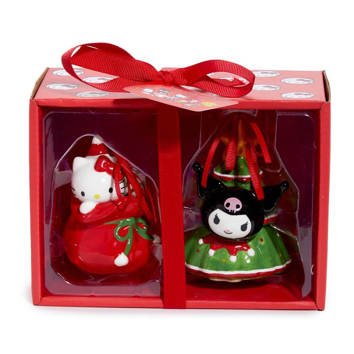 Hello Kitty Hello Kitty and Kuromi 2-pc Holiday Ceramic Ornament Set (Red) Rosii Verzi | RO_HK46259