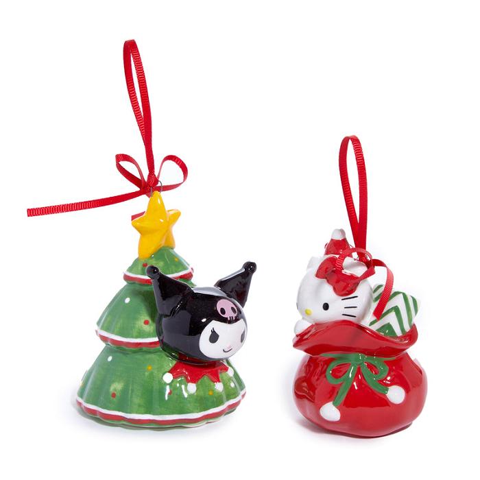 Hello Kitty Hello Kitty and Kuromi 2-pc Holiday Ceramic Ornament Set (Red) Rosii Verzi | RO_HK46259