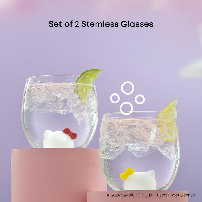 Hello Kitty Hello Kitty and Mimmy 3D Icon Short Drinking Glasses (Set of 2) Silve | RO_HK64651