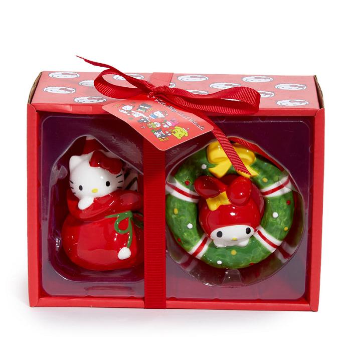 Hello Kitty Hello Kitty and My Melody 2-pc Holiday Ceramic Ornament Set (Red) Rosii Verzi | RO_HK30177