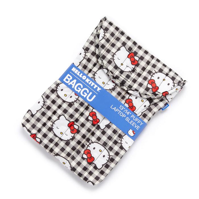 Hello Kitty Hello Kitty x Baggu 50th Anniversary Puffy Laptop Sleeve (Black Gingham) Negrii | RO_HK58177