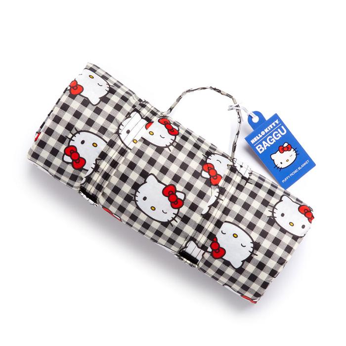 Hello Kitty Hello Kitty x Baggu 50th Anniversary Puffy Picnic Blanket (Black Gingham) Albi Negrii | RO_HK44442