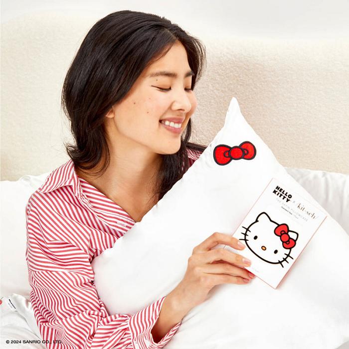 Hello Kitty Hello Kitty x Kitsch Bow Pillowcase (Solid Ivory) Albi | RO_HK67024