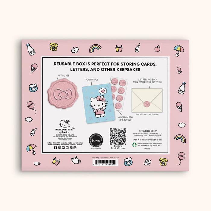 Hello Kitty Hello Kitty x Studio Oh! Classic Pink 25-Pc Note Cards & Wax Seals Set Roz | RO_HK58532