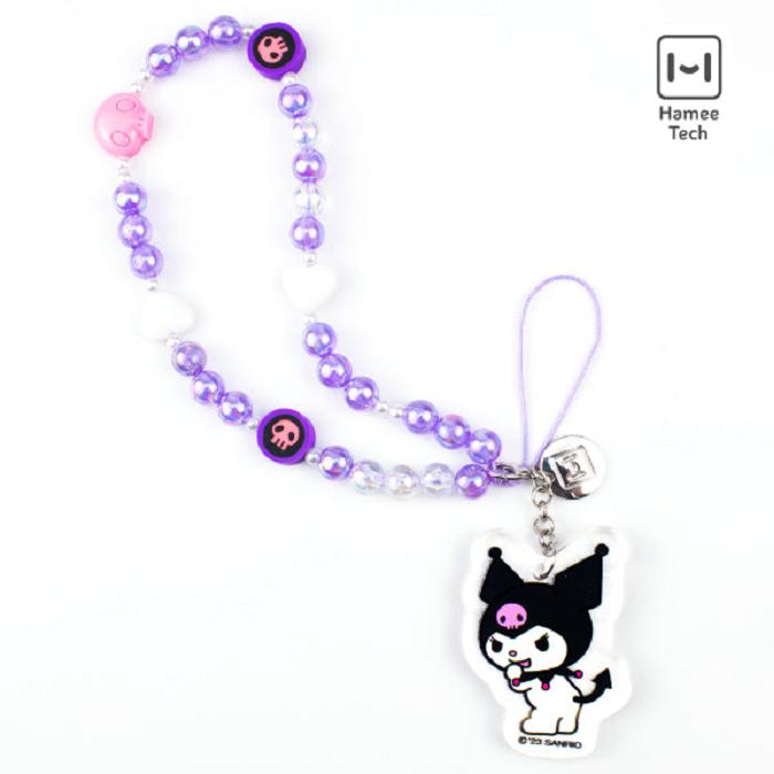 Hello Kitty Kuromi Beaded Charm Mobile Phone Wrist Strap Violet | RO_HK57659