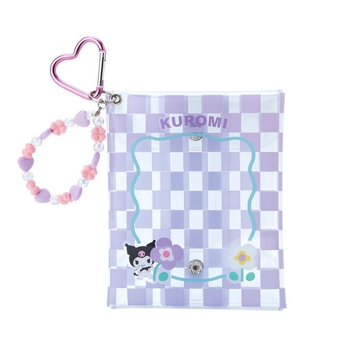 Hello Kitty Kuromi Clear Snap Mini Pouch (Pastel Check Series) Violet | RO_HK33060