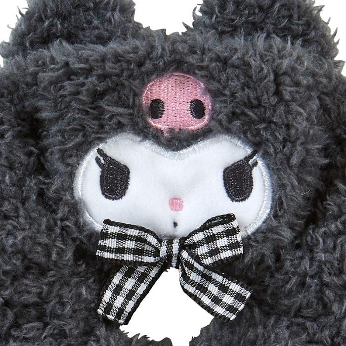 Hello Kitty Kuromi Cozy Plush Scrunchie (Gingham Bow) Negrii | RO_HK63044