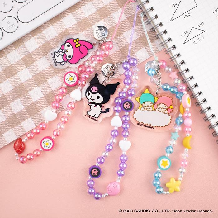 Hello Kitty LittleTwinStars Beaded Charm Mobile Phone Wrist Strap Albastri Roz | RO_HK14803