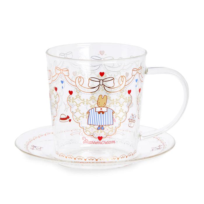 Hello Kitty Marron Cream Glass Cup and Saucer Set Colorati | RO_HK37975