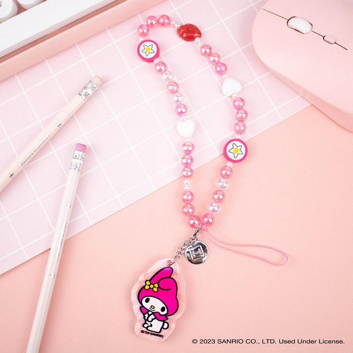 Hello Kitty My Melody Beaded Charm Mobile Phone Wrist Strap Roz | RO_HK48935