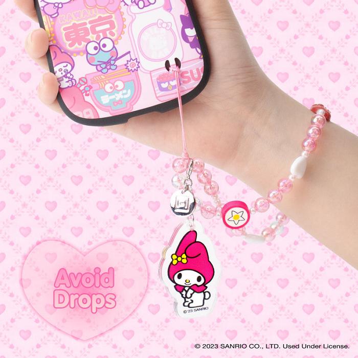 Hello Kitty My Melody Beaded Charm Mobile Phone Wrist Strap Roz | RO_HK48935