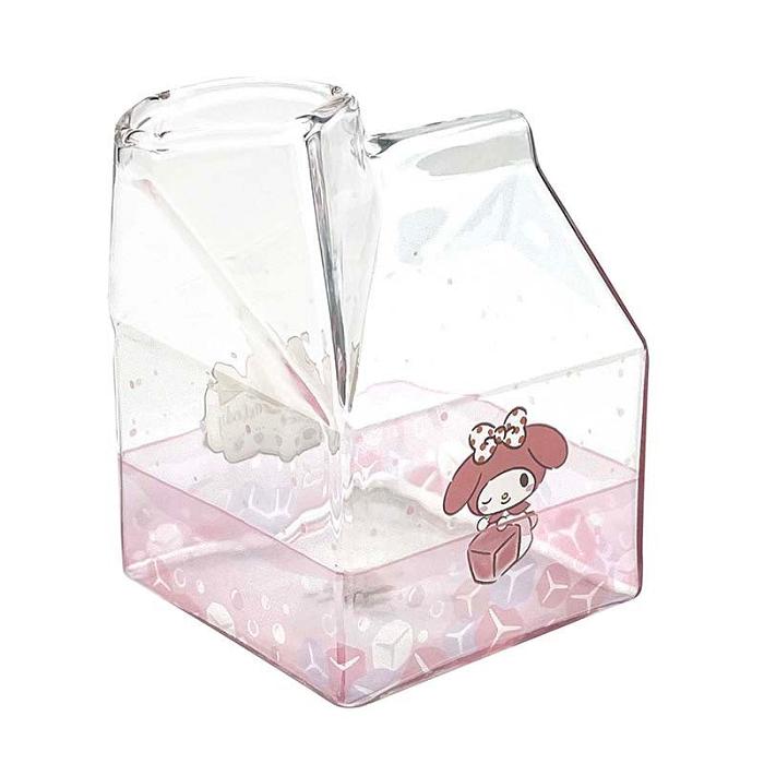 Hello Kitty My Melody Kawaii Glass Milk Carton Cup Roz | RO_HK70519