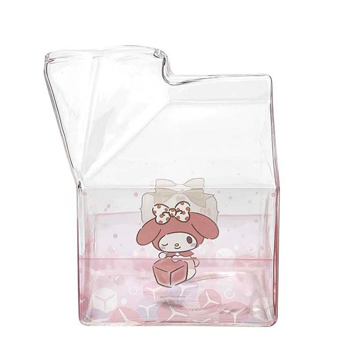 Hello Kitty My Melody Kawaii Glass Milk Carton Cup Roz | RO_HK70519