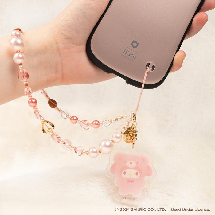 Hello Kitty My Melody Latte Bear Beaded Charm Mobile Phone Wrist Strap Roz | RO_HK32008