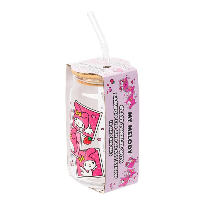 Hello Kitty My Melody Snacks Bamboo Lidded Glass Tumbler Roz | RO_HK87760