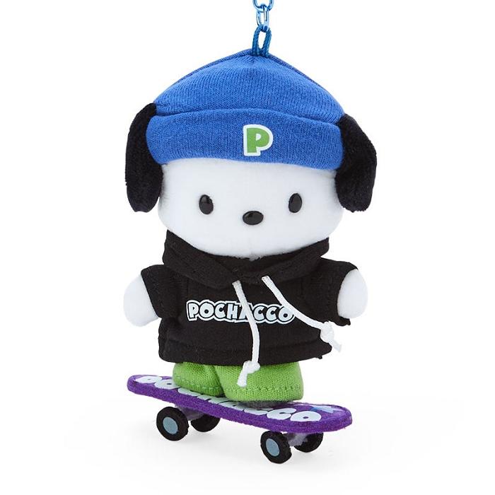 Hello Kitty Pochacco Plush Mascot Keychain (Sk8r Squad Series) Negrii Albastri | RO_HK77063