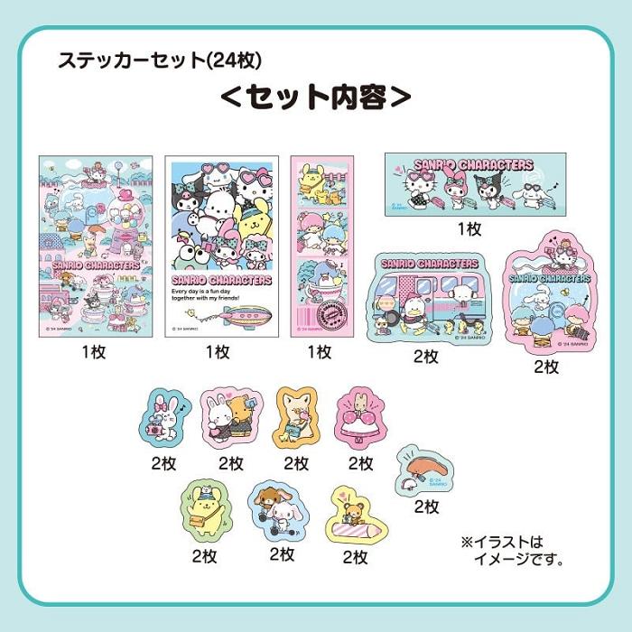 Hello Kitty Sanrio Character 24-pc Mini Sticker Pack (Day at the Funfair Series) Albastri | RO_HK70361