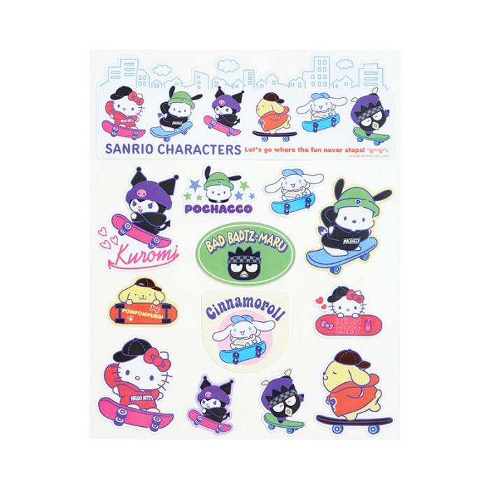 Hello Kitty Sanrio Characters 13-pc Sticker Sheet (Sk8r Squad Series) Colorati | RO_HK41703