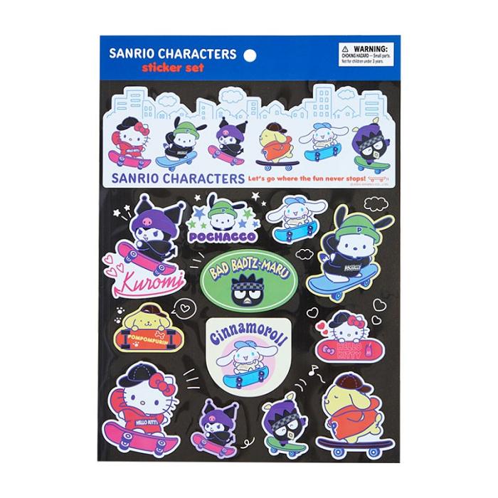 Hello Kitty Sanrio Characters 13-pc Sticker Sheet (Sk8r Squad Series) Colorati | RO_HK41703