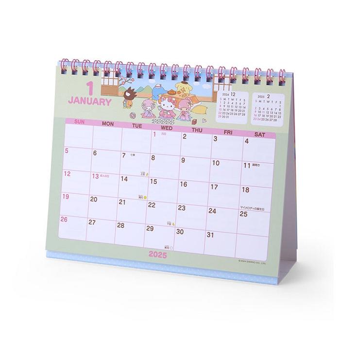 Hello Kitty Sanrio Characters 2025 Desk Calendar Roz Albastri | RO_HK61939