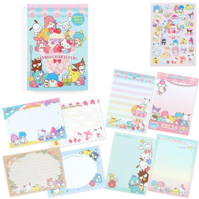 Hello Kitty Sanrio Characters Memo Pad & Sticker Set Roz Albastri | RO_HK90853